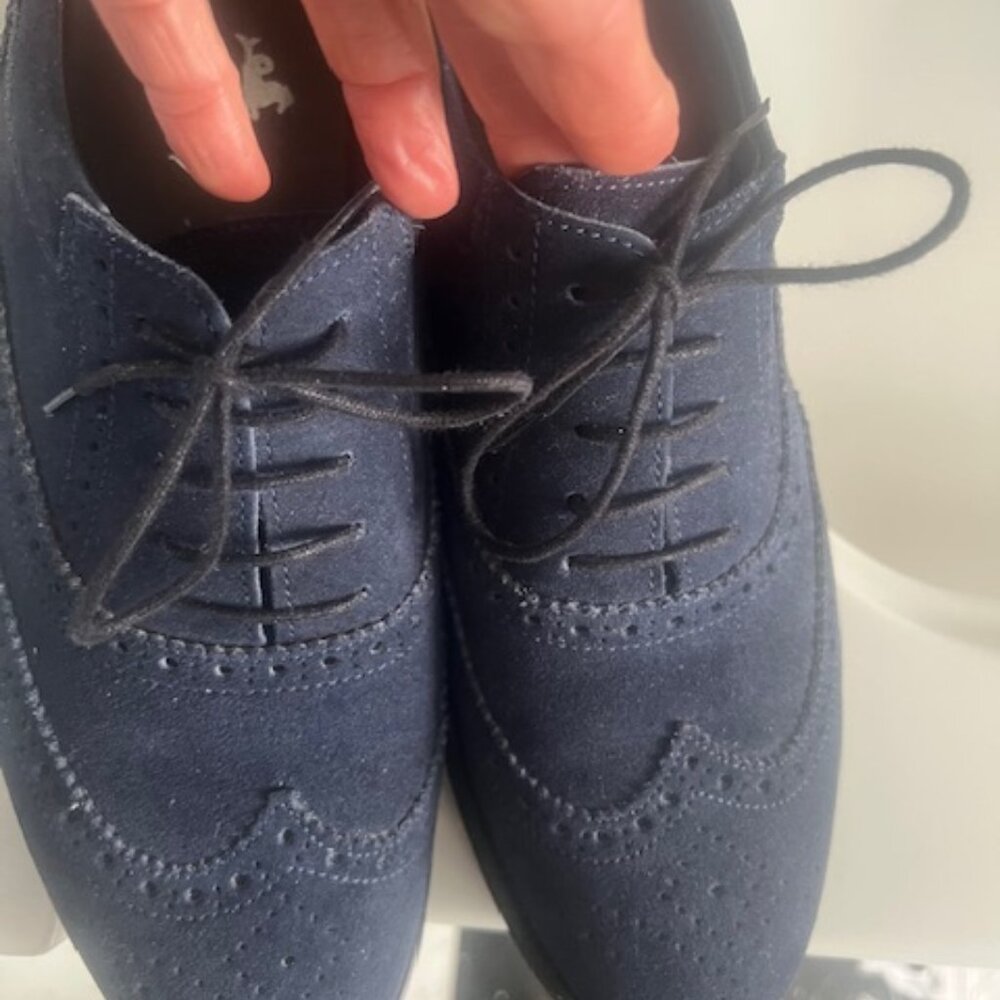 Brand New without Box: Barbuti Dark Blue Suede Tie-Ups